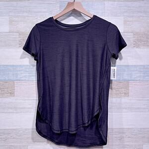 OLD NAVY Active Breathe On Curved Hem Tech Tee Black Go Dry Gym Girls XL 14 16